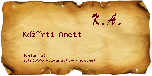 Kürti Anett névjegykártya